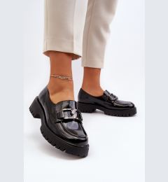 Снимка на VINCEZA Черни дамски лачени мокасини Santtes
