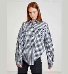 Снимка на White and Black Ladies Plaid Shirt with Balloon Sleeves Guess - Ladies