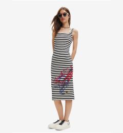 Снимка на White and Black Women Striped Dress Desigual Carpark - Women