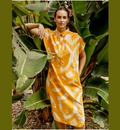 Снимка на White and Orange Ladies Patterned Midisats with Fransa Pockets - Ladies