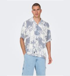 Снимка на White-blue men's patterned shirt with short sleeves ONLY & SONS D - Men's