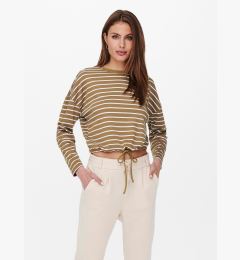 Снимка на White-brown striped short T-shirt ONLY Brilliant - Women's