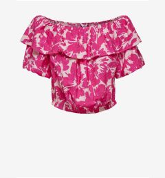 Снимка на White-pink floral cropped blouse with ruffle ONLY Petra - Ladies