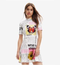 Снимка на White Women Patterned Dress Desigual Newspaper - Women