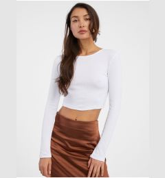 Снимка на White women's basic long-sleeved T-shirt Noisy May Aya - Women
