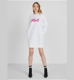 Снимка на White Women's Hoodie Dress with Balloon Sleeves KARL LAGERFELD - Women