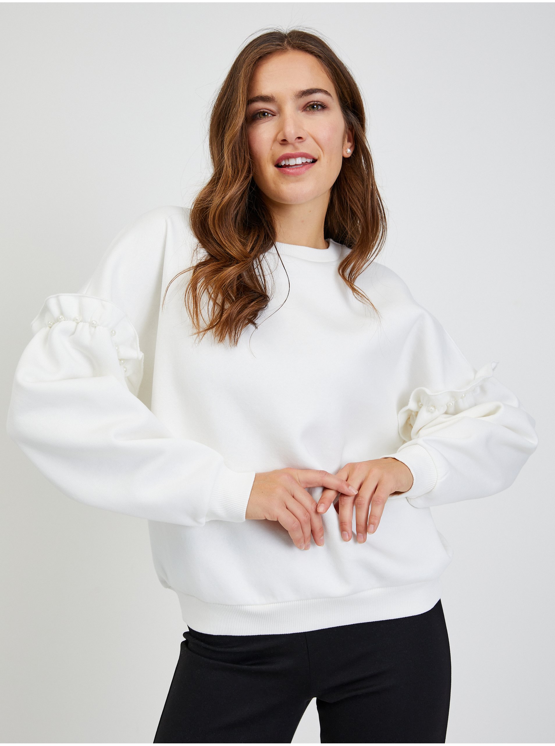 Снимка на White Women's Oversize Sweatshirt with Balloon Sleeves ORSAY - Women