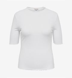 Снимка на White Women's Ribbed T-Shirt ONLY CARMAKOMA Ally - Women