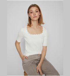 Снимка на White Women's Ribbed T-Shirt VILA Lana - Ladies
