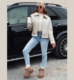 Снимка на Women&#039;s suede jacket with fur KASAMIRA white Dstreet