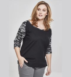 Снимка на Women's 3/4 Contrast Raglan T-Shirt Black/Dark Camo