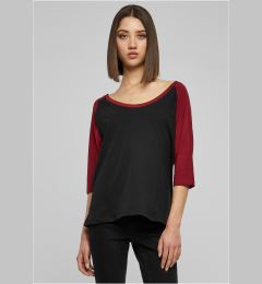 Снимка на Women's 3/4 contrast raglan t-shirt blk/burgundy