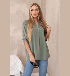 Снимка на Women's blouse with a longer back - khaki