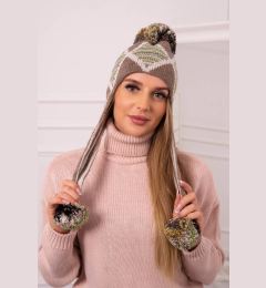 Снимка на Women's cap with long ears Eunika K322 cappuccino+beige