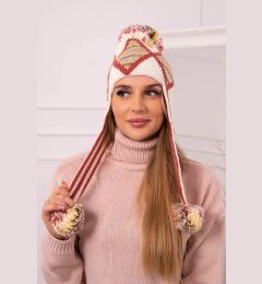 Снимка на Women's Cap with Long Ears Eunika K322 ecru+Red