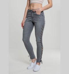 Снимка на Women's denim pants Lace Up Skinny - grey