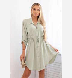 Снимка на Women's dress with buttons and waist ties - dark mint