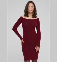 Снимка на Women's glittering dress with long sleeves burgundy