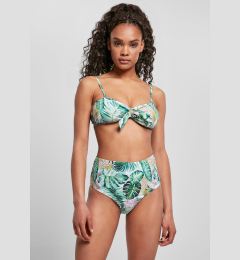 Снимка на Women's high-waisted bikini with leaf white pattern