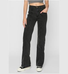 Снимка на Women's High Waisted Straight Slit Jeans - Black