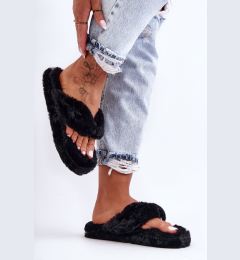Снимка на Women's leather slippers Papcie black Elma