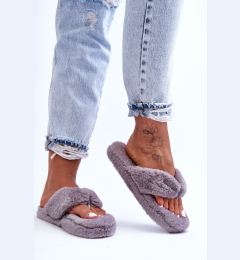 Снимка на Women's leather slippers Papcie gray Elma