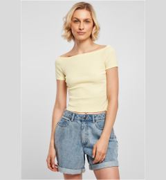 Снимка на Women's loose shoulder t-shirt in soft yellow color