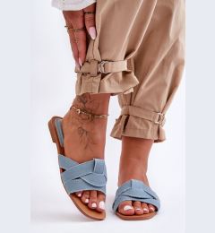 Снимка на Women's material sandals light blue Aversa