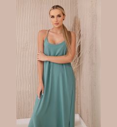 Снимка на Women's muslin dress with straps - dark mint