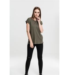 Снимка на Women's olive T-shirt with extended shoulder