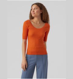 Снимка на Women's orange ribbed basic T-shirt VERO MODA Estela - Women