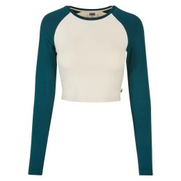 Снимка на Women's Organic Cropped Retro Baseball Long Sleeves with White Sand/Jasper