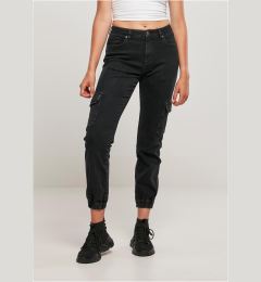Снимка на Women's Organic Stretch Denim Cargo Pants Black Washed
