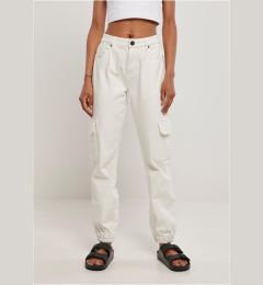 Снимка на Women's Organic Stretch Denim Cargo Pants Grey White Raw