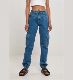 Снимка на Women's Organic Stretch Denim Cargo Pants Sheer Blue Washed