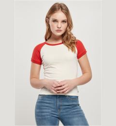 Снимка на Women's Organic Stretch Short Retro Baseball T-Shirt White Sand/Huge
