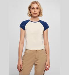 Снимка на Women's Organic Stretch Short Retro Baseball T-Shirt White Sand/Space Blue