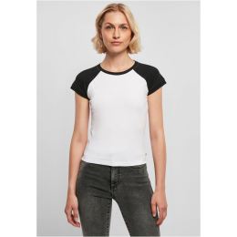 Снимка на Women's Organic Stretch Short Retro Baseball T-Shirt White/Black