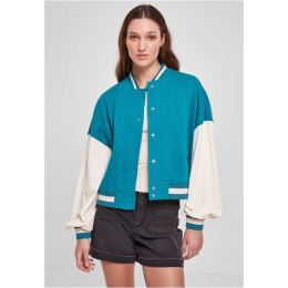 Снимка на Women's Oversized 2 Tone College Terry Jacket Watergreen/White Sand