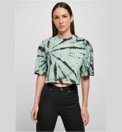 Снимка на Women's Oversized Cropped Tie Dye Tee Black/Green