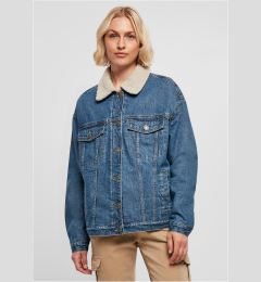 Снимка на Women's Oversized Denim Jacket Sherpa Clear Blue Washed