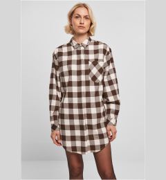 Снимка на Women's Oversized Flannel Shirt Dress Pink/Brown