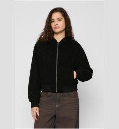 Снимка на Women's Oversized Jacket Sherpa Bomber Jacket Black