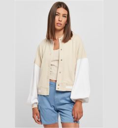 Снимка на Women's Oversized Two-Tone College Terry Jacket Softseagrass/White