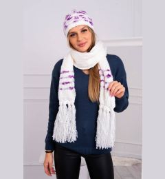 Снимка на Women's set with scarf Anika K304 ecru + purple