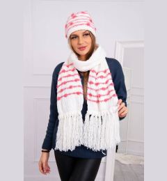 Снимка на Women's set with scarf Anika K304 ecru + raspberry