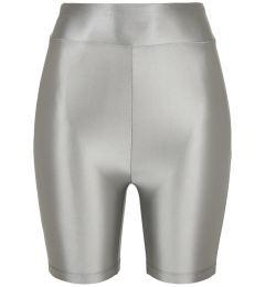 Снимка на Women's Shiny Metallic High-Waisted Cycling Shorts - Dark Silver
