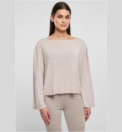 Снимка на Women's short modal Bateau neckline with long sleeves in warm gray
