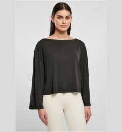 Снимка на Women's short modal neckline Bateau with long sleeves, black