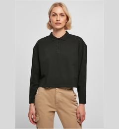 Снимка на Women's short oversized polo with long sleeves black